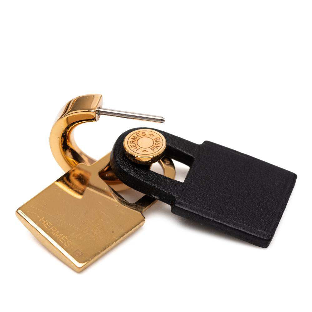 Hermès B Hermès Gold with Black Gold Plated Metal Swift O Kelly Earrings France