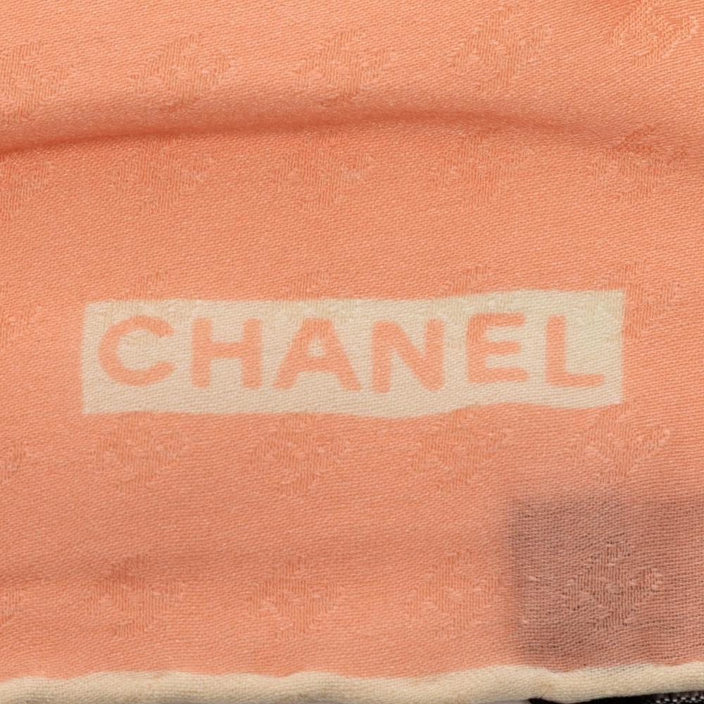 Chanel A Chanel Brown Beige with Multi Silk Fabric Printed Scarf Italy