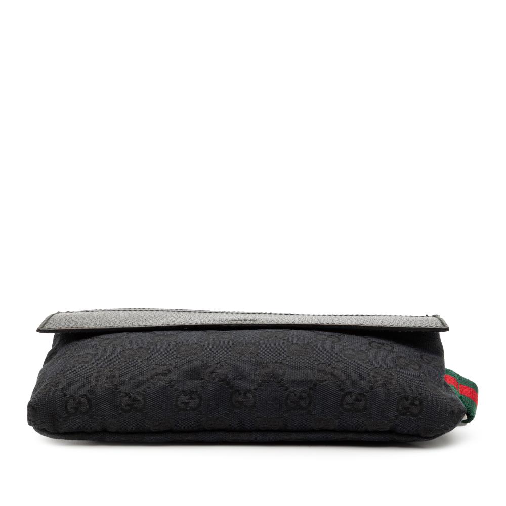 Gucci B Gucci Black Canvas Fabric GG Web Crossbody Italy