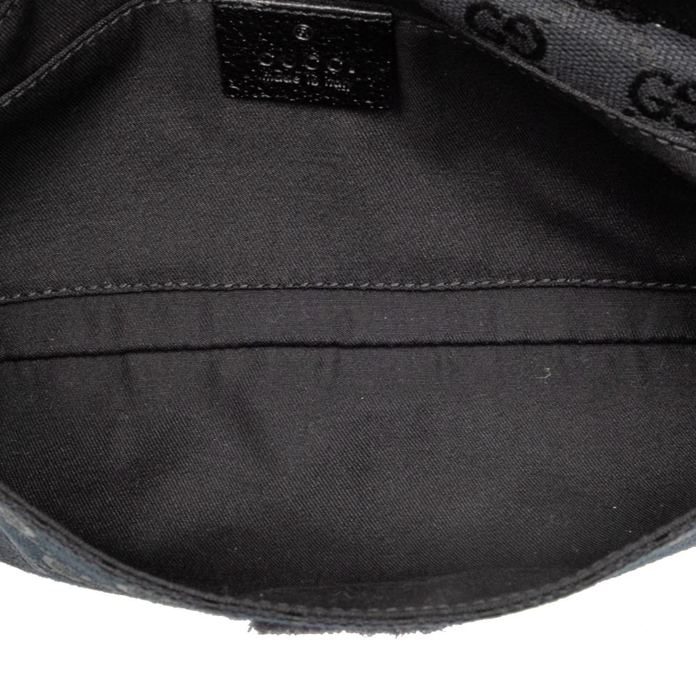 Gucci B Gucci Black Canvas Fabric GG Web Crossbody Italy