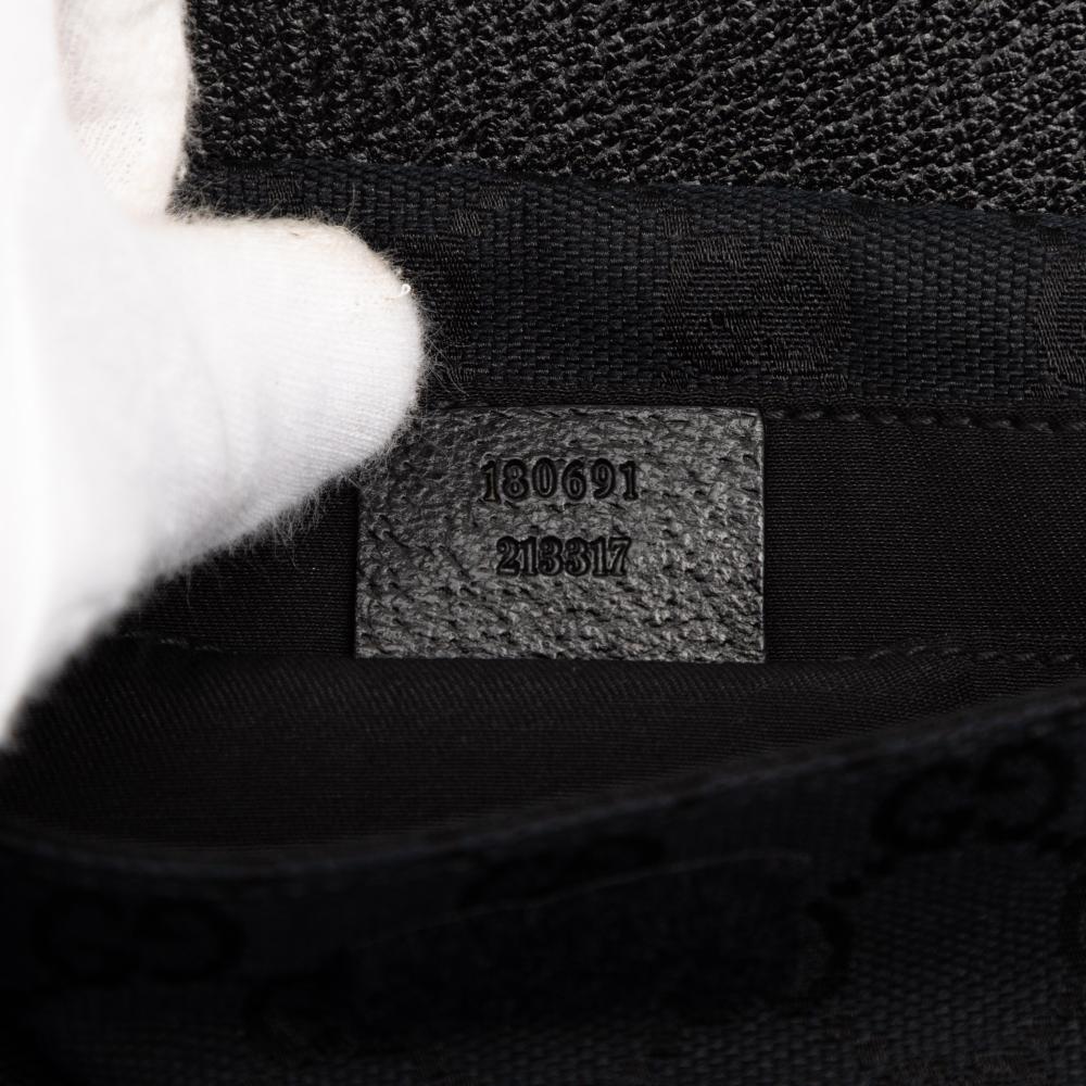 Gucci B Gucci Black Canvas Fabric GG Web Crossbody Italy
