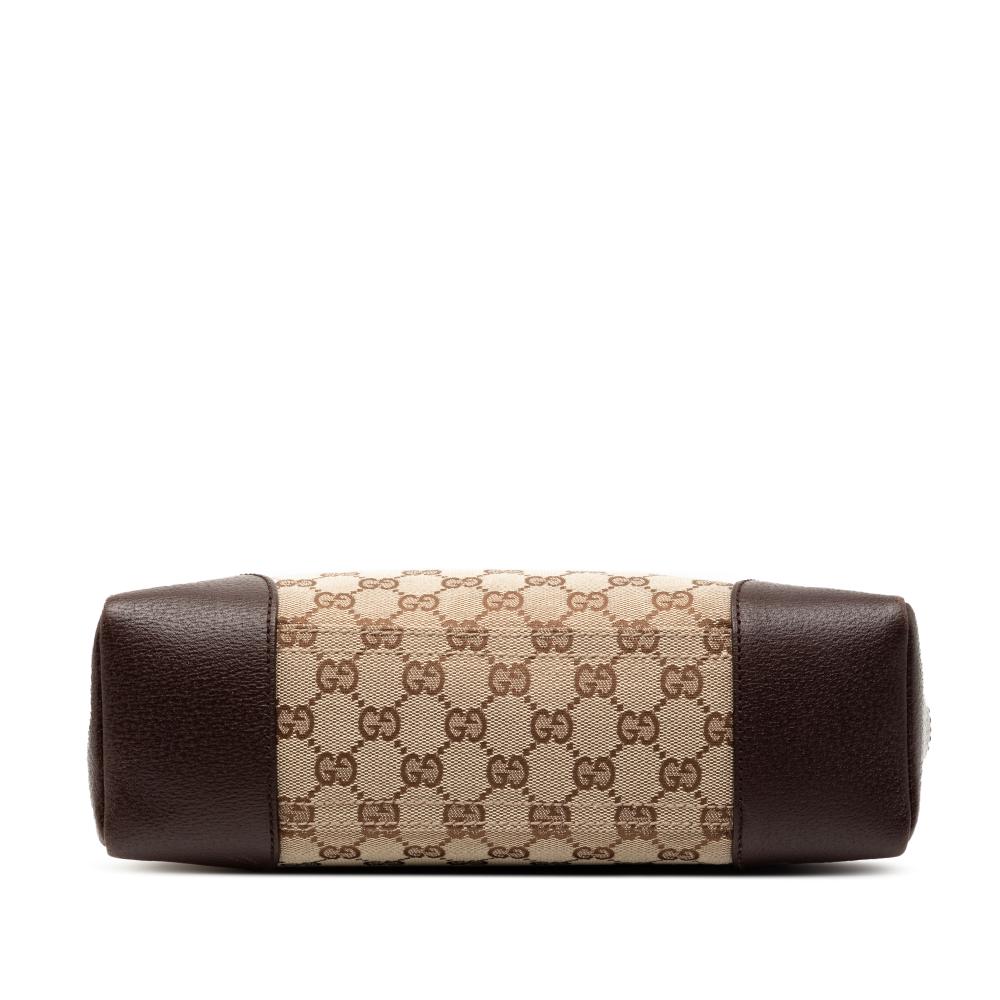 Gucci AB Gucci Brown Beige Canvas Fabric GG Crossbody Italy