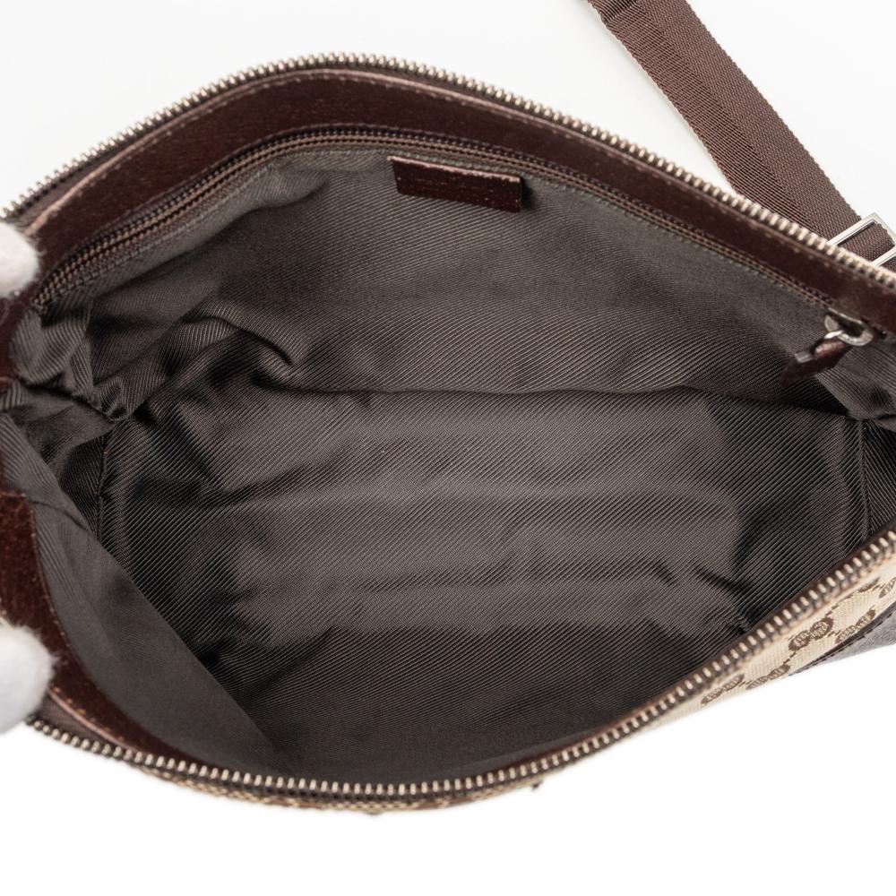 Gucci AB Gucci Brown Beige Canvas Fabric GG Crossbody Italy