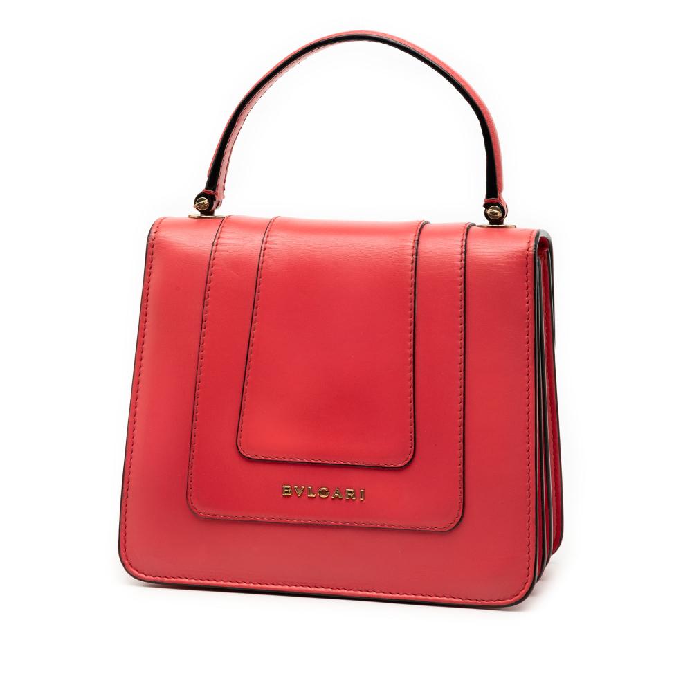 Bvlgari B Bvlgari Red Calf Leather Small skin Serpenti Forever Top Handle Bag Italy