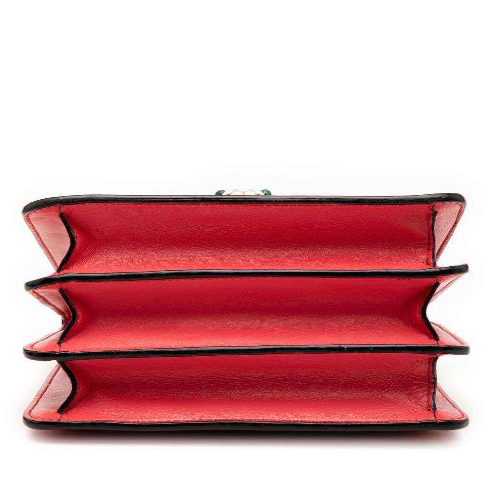 Bvlgari B Bvlgari Red Calf Leather Small skin Serpenti Forever Top Handle Bag Italy