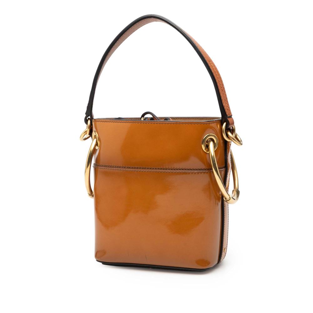 Chloé B Chloé Brown Caramel Patent Leather Leather Mini Patent Roy Bucket Bag Italy