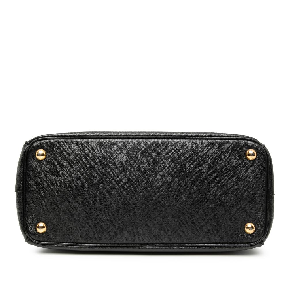 Prada B Prada Black Saffiano Leather Small Lux Galleria Double Zip Satchel Italy