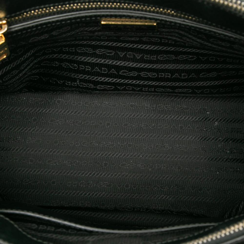 Prada B Prada Black Saffiano Leather Small Lux Galleria Double Zip Satchel Italy