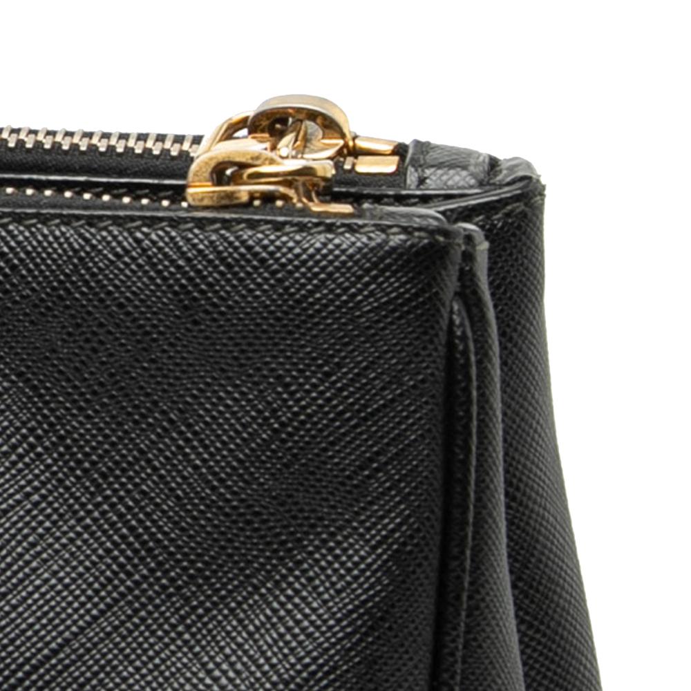 Prada B Prada Black Saffiano Leather Small Lux Galleria Double Zip Satchel Italy