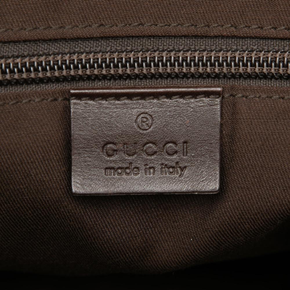 Gucci B Gucci Brown Beige Canvas Fabric GG Messenger Bag Italy