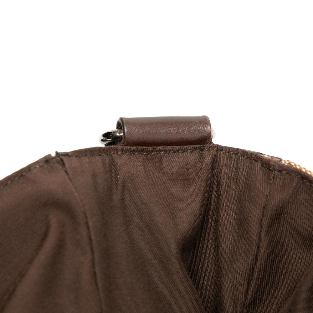 Gucci B Gucci Brown Beige Canvas Fabric GG Messenger Bag Italy