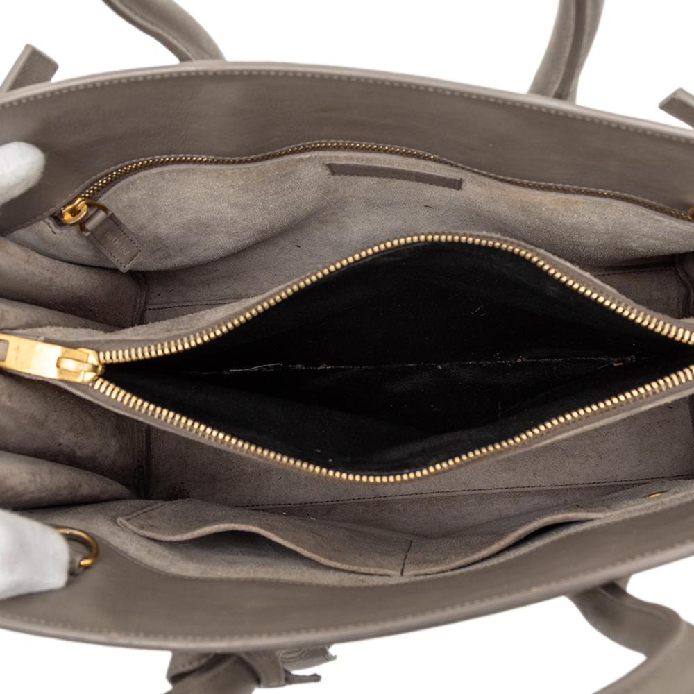 Saint Laurent B Saint Laurent Brown Taupe Calf Leather Small Sac De Jour Satchel Italy