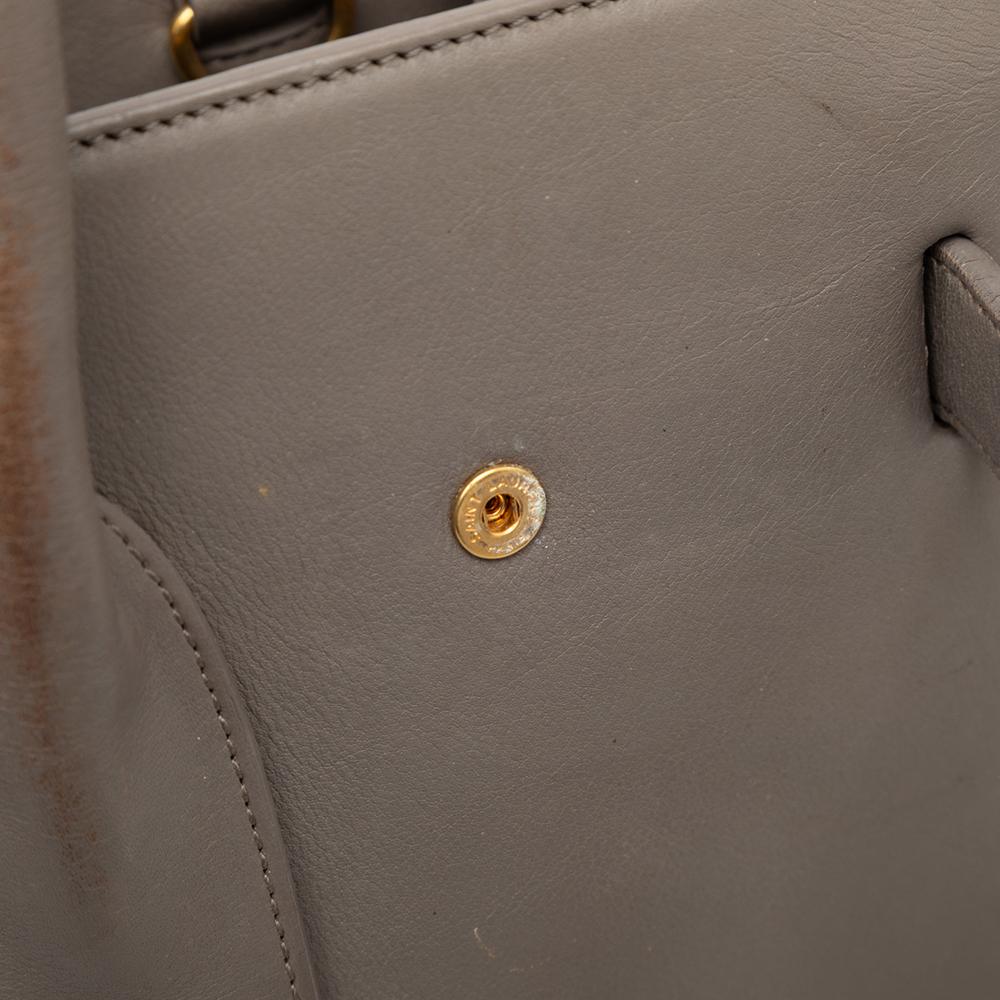 Saint Laurent B Saint Laurent Brown Taupe Calf Leather Small Sac De Jour Satchel Italy