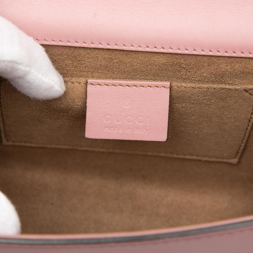 Gucci B Gucci Pink Calf Leather Small Padlock Crossbody Italy