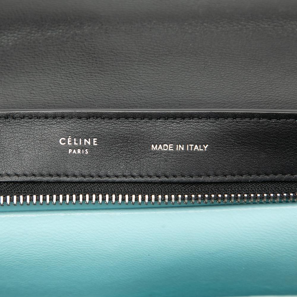 Celine B Celine Black with Multi Calf Leather Small Tricolor Trapeze Satchel Italy