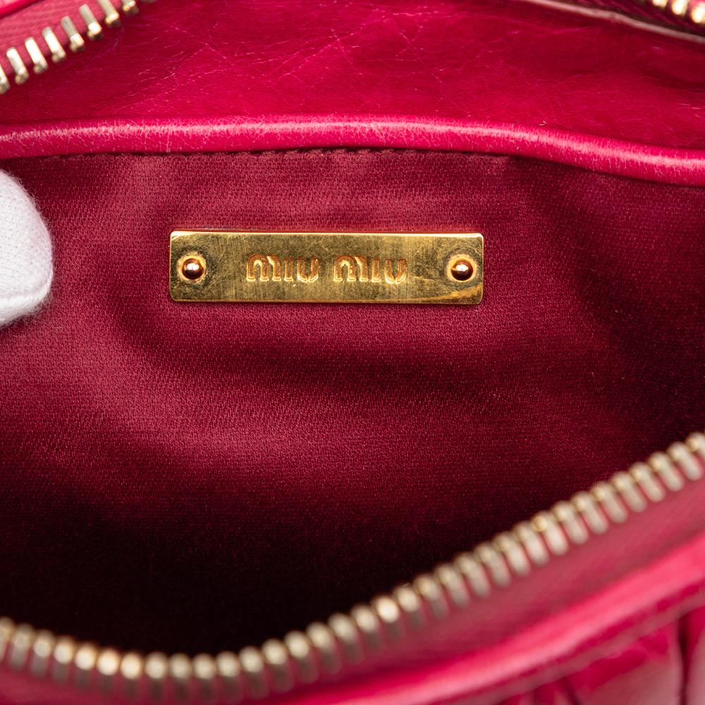 Miu Miu B Miu Miu Pink Dark Pink Calf Leather Matelasse Shoulder Bag Turkey
