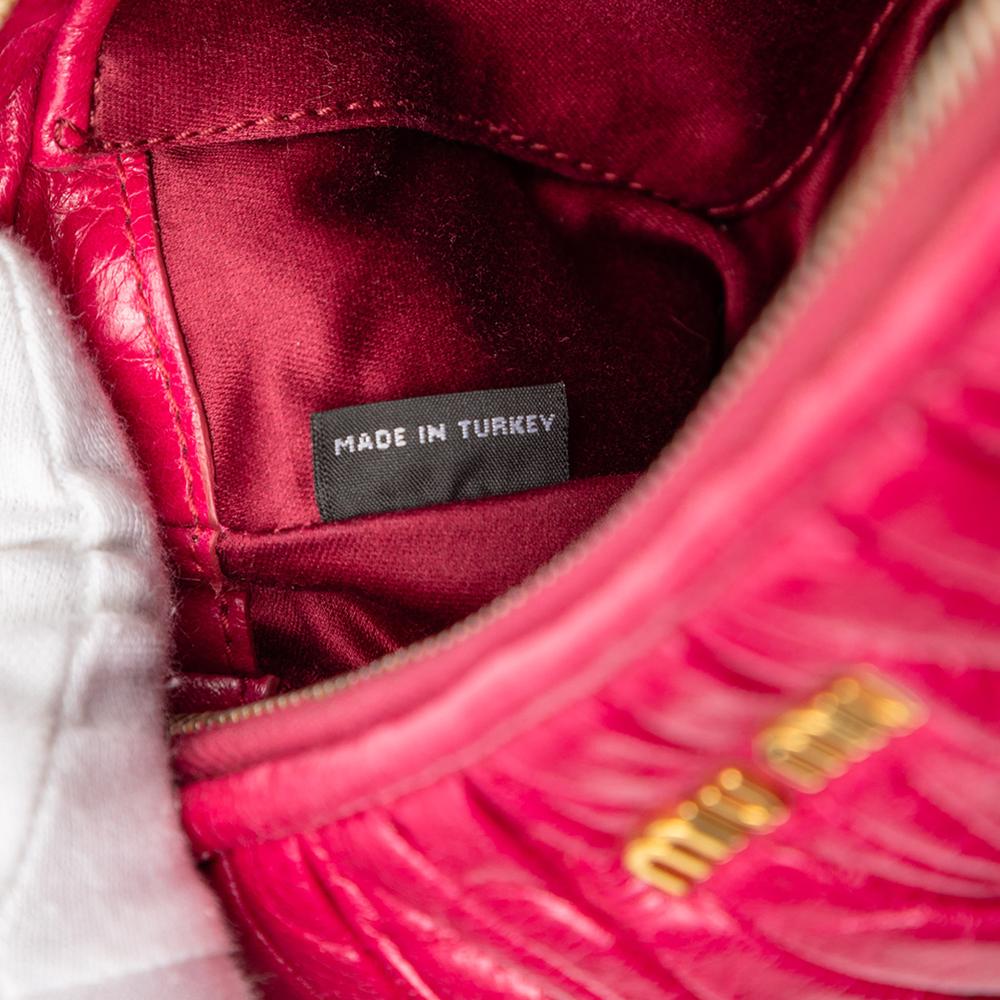 Miu Miu B Miu Miu Pink Dark Pink Calf Leather Matelasse Shoulder Bag Turkey