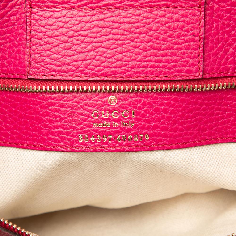 Gucci B Gucci Pink Dark Pink Calf Leather Medium Swing Tote Italy