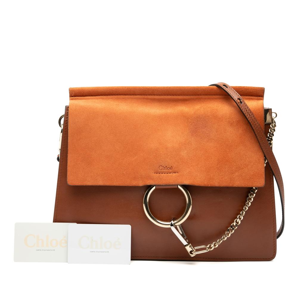 Chloé B Chloé Brown Calf Leather Medium skin and Suede Faye Crossbody Italy