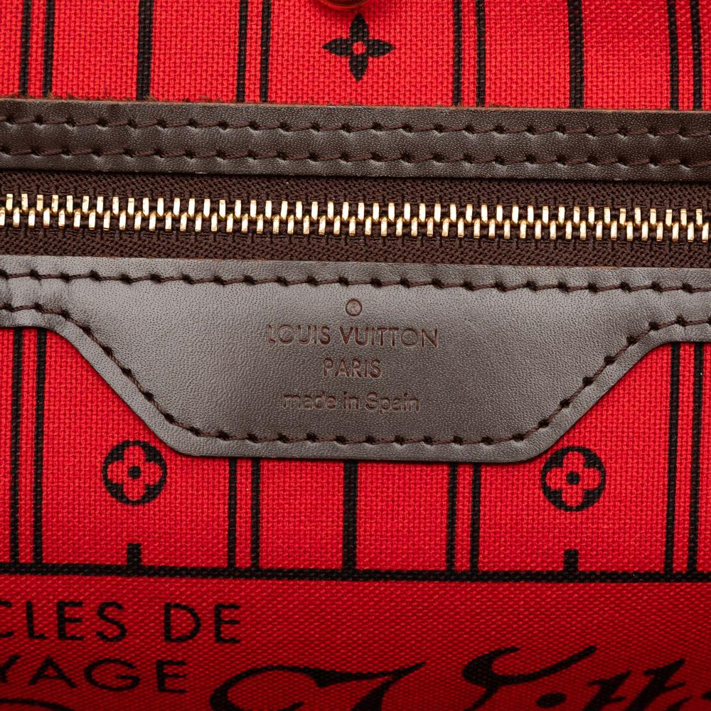 Louis Vuitton B Louis Vuitton Brown Damier Canvas Fabric Damier Ebene Neverfull MM Spain