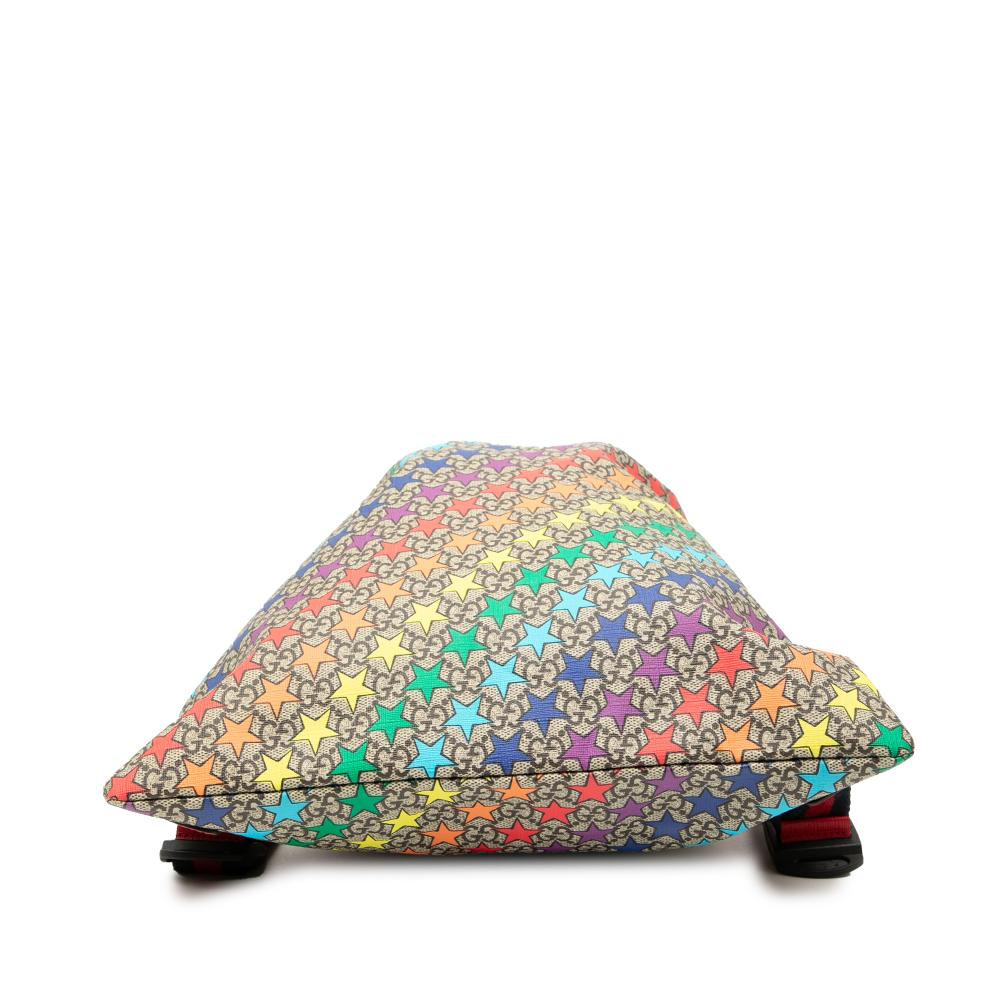Gucci AB Gucci Brown Beige Coated Canvas Fabric GG Supreme Web Star Print Childrens Backpack Italy