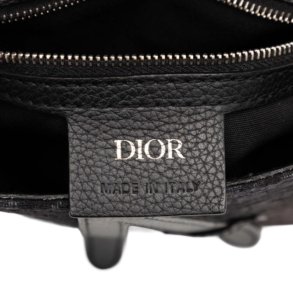Christian Dior B Dior Brown Dark Brown Canvas Fabric Oblique Saddle Pouch Crossbody Italy