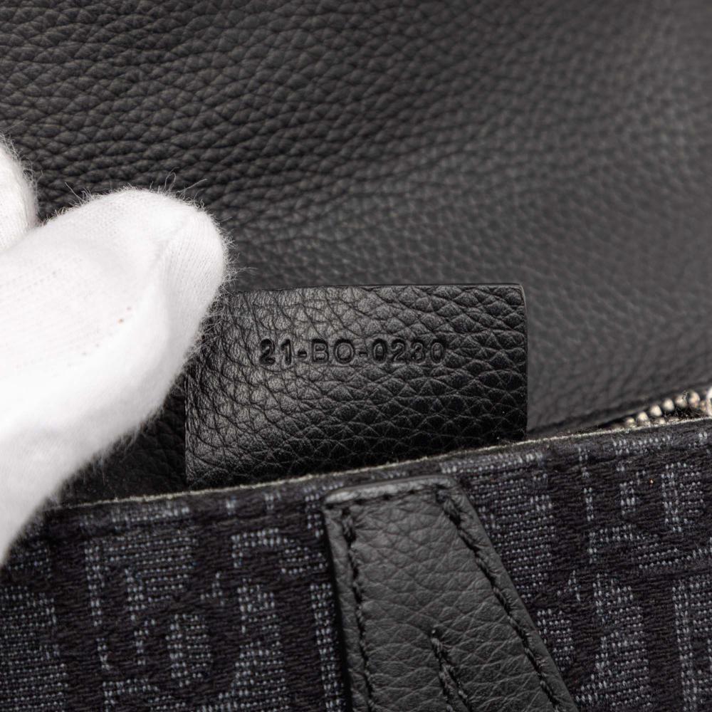 Christian Dior B Dior Brown Dark Brown Canvas Fabric Oblique Saddle Pouch Crossbody Italy