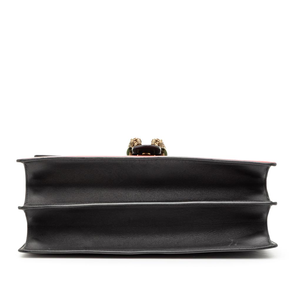 Gucci B Gucci Black Calf Leather Large Bamboo Dionysus Web Satchel Italy