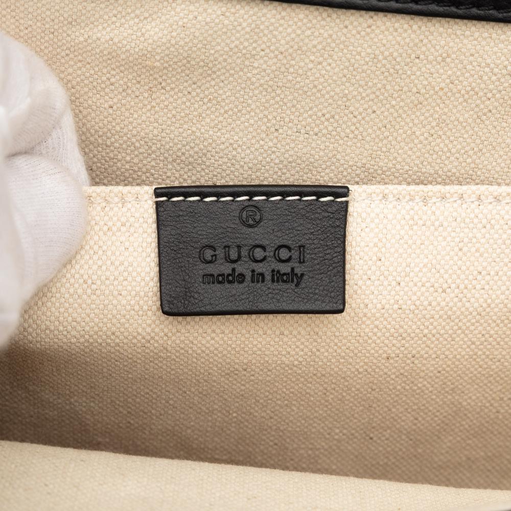 Gucci B Gucci Black Calf Leather Large Bamboo Dionysus Web Satchel Italy