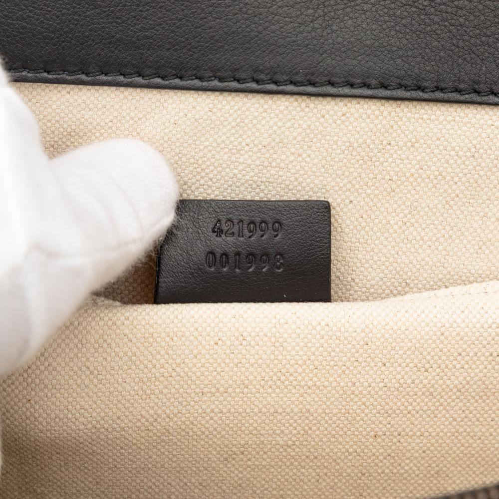 Gucci B Gucci Black Calf Leather Large Bamboo Dionysus Web Satchel Italy