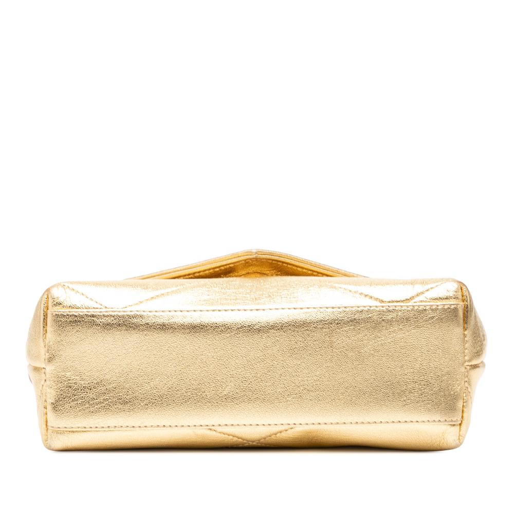 Chanel AB Chanel Gold Calf Leather Mini CC Quilted skin Camellia Crossbody Italy