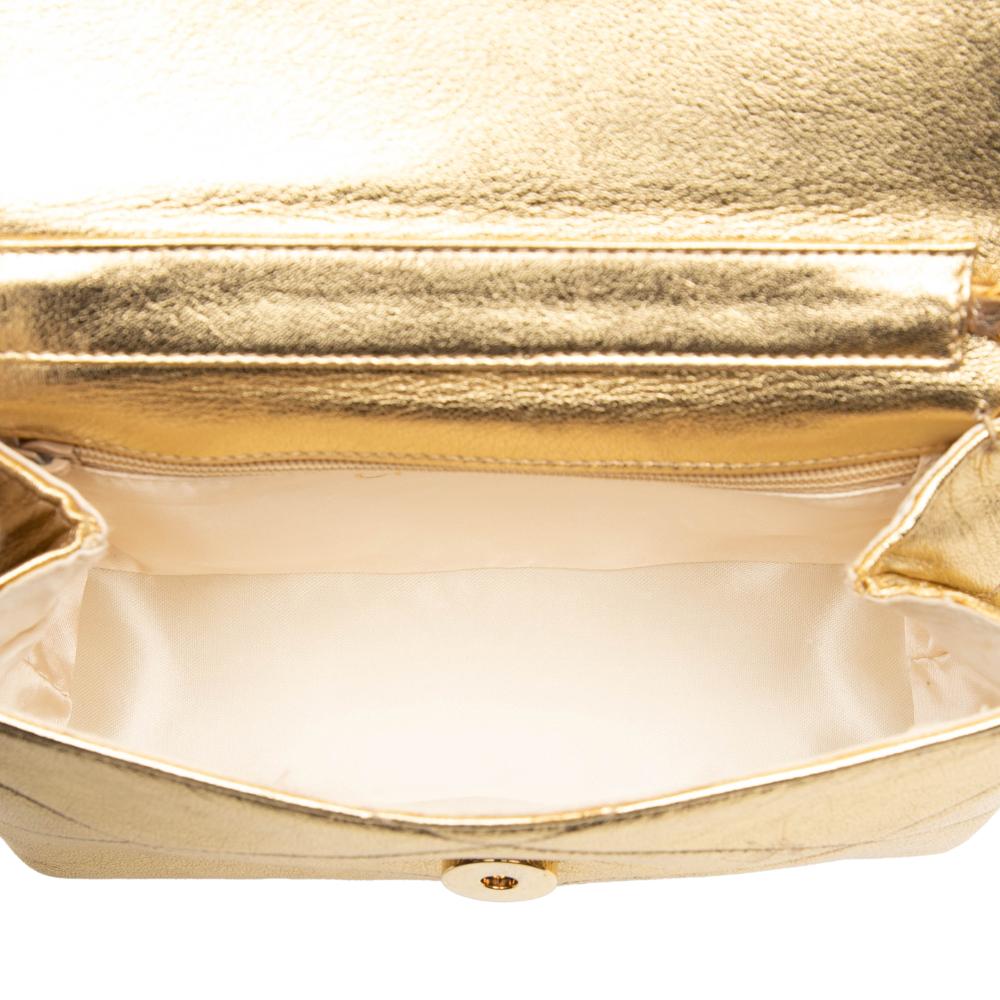 Chanel AB Chanel Gold Calf Leather Mini CC Quilted skin Camellia Crossbody Italy