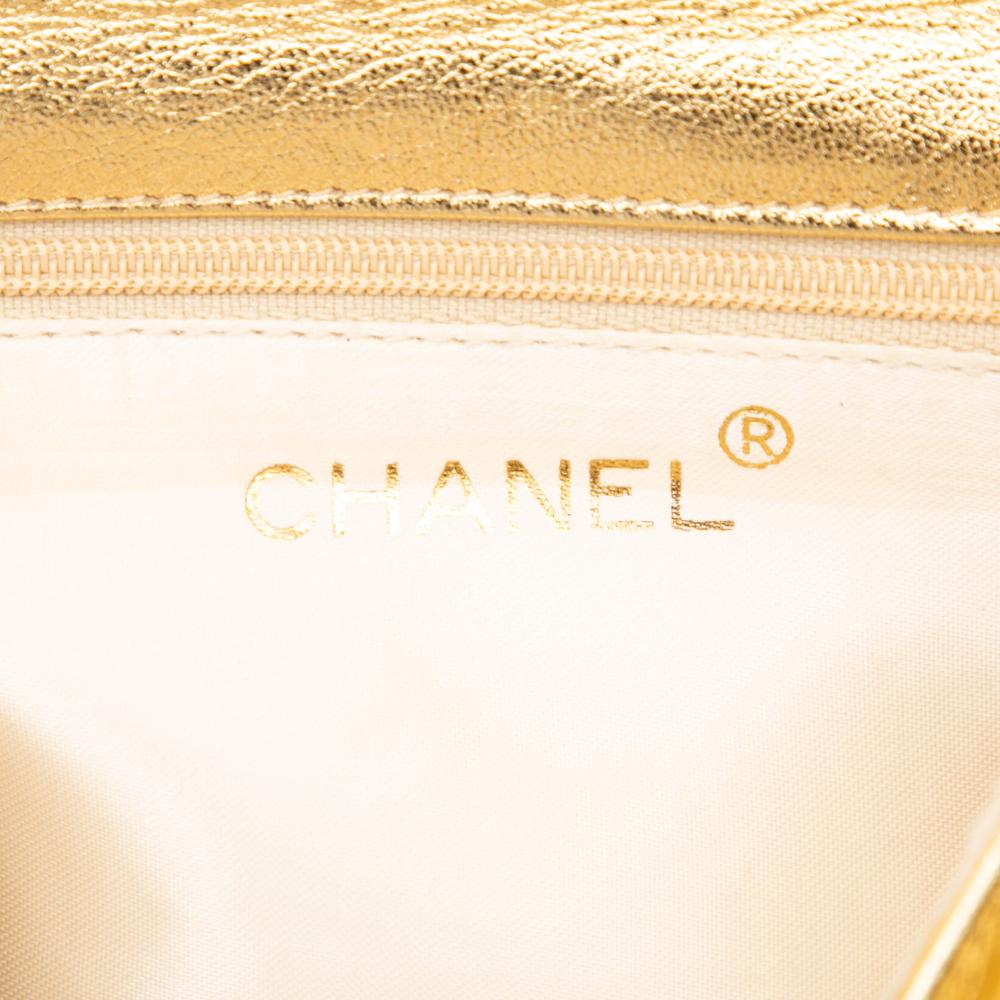 Chanel AB Chanel Gold Calf Leather Mini CC Quilted skin Camellia Crossbody Italy