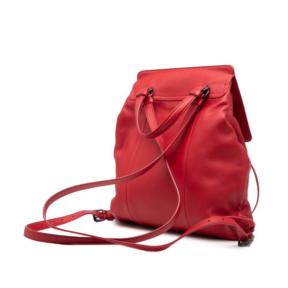 Bottega Veneta B Bottega Veneta Red Calf Leather Intrecciato Backpack Italy