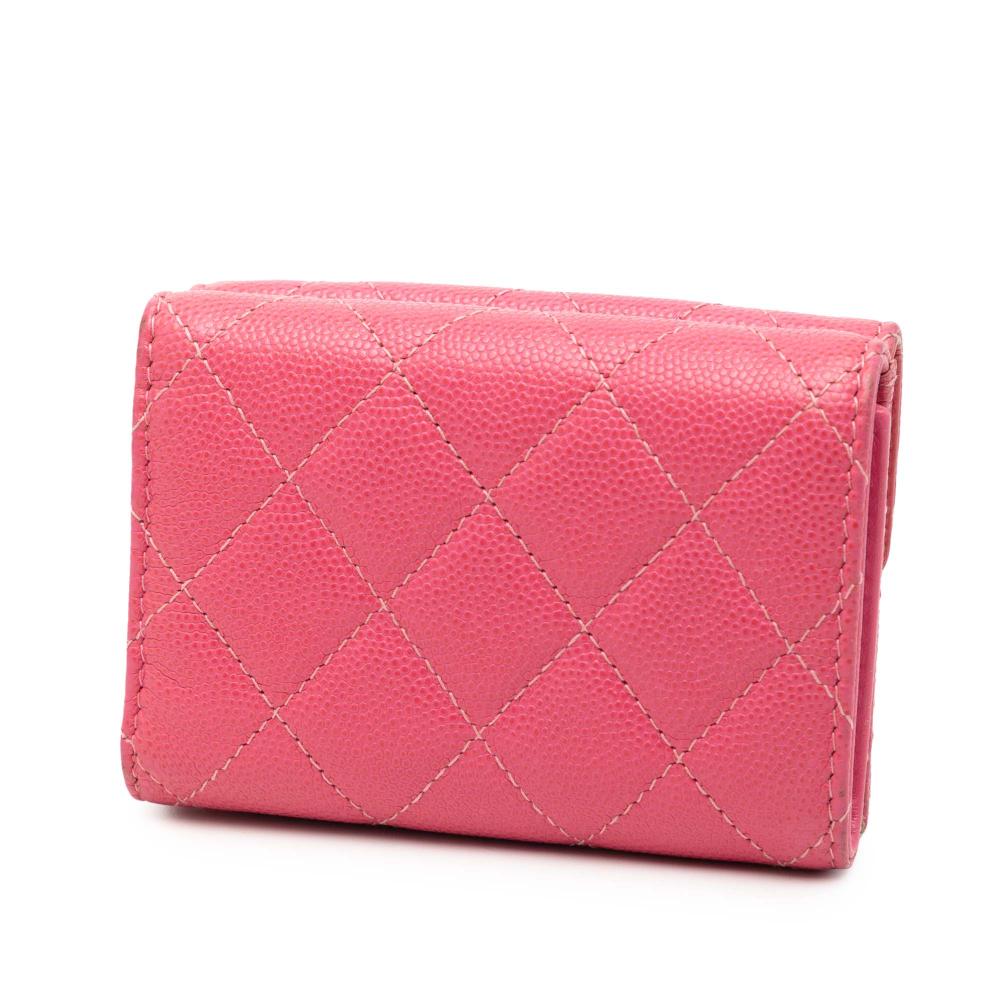 Chanel B Chanel Pink Caviar Leather Leather CC Quilted Caviar Compact Flap Wallet Italy