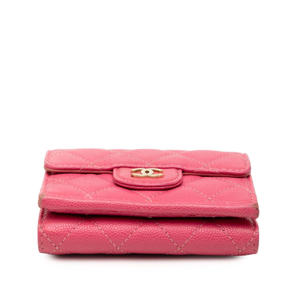 Chanel B Chanel Pink Caviar Leather Leather CC Quilted Caviar Compact Flap Wallet Italy