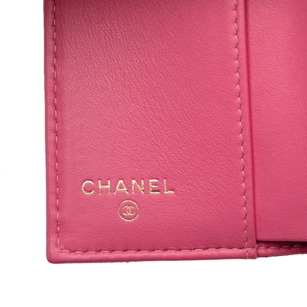 Chanel B Chanel Pink Caviar Leather Leather CC Quilted Caviar Compact Flap Wallet Italy