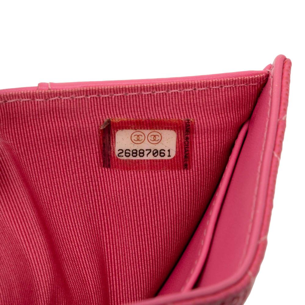 Chanel B Chanel Pink Caviar Leather Leather CC Quilted Caviar Compact Flap Wallet Italy