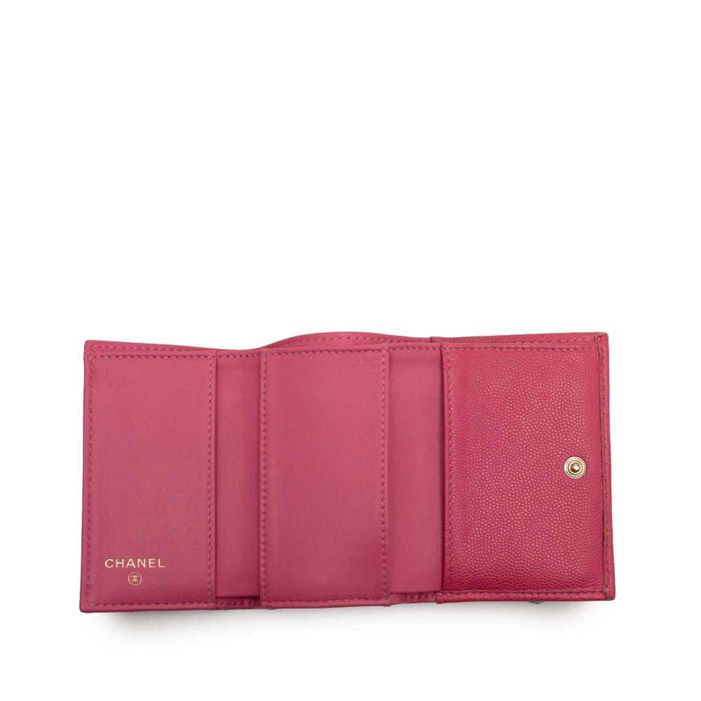 Chanel B Chanel Pink Caviar Leather Leather CC Quilted Caviar Compact Flap Wallet Italy