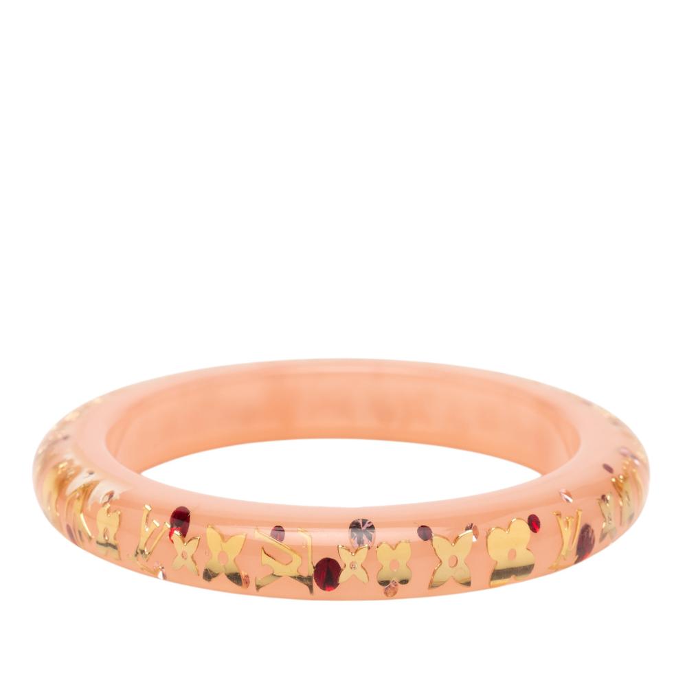 Louis Vuitton AB Louis Vuitton Pink Resin Plastic Narrow Monogram Inclusion Bangle France