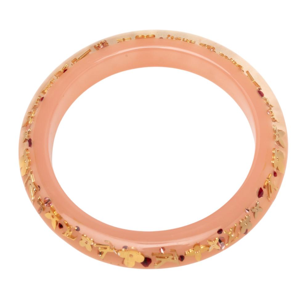 Louis Vuitton AB Louis Vuitton Pink Resin Plastic Narrow Monogram Inclusion Bangle France