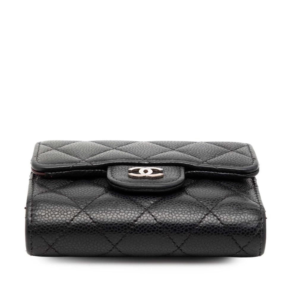 Chanel B Chanel Black Caviar Leather Leather Classic Caviar Trifold Flap Wallet Spain