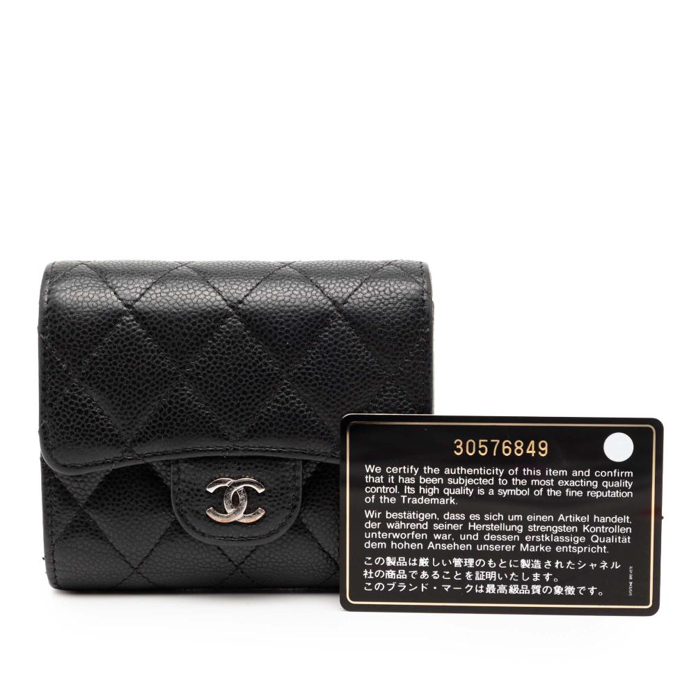 Chanel B Chanel Black Caviar Leather Leather Classic Caviar Trifold Flap Wallet Spain