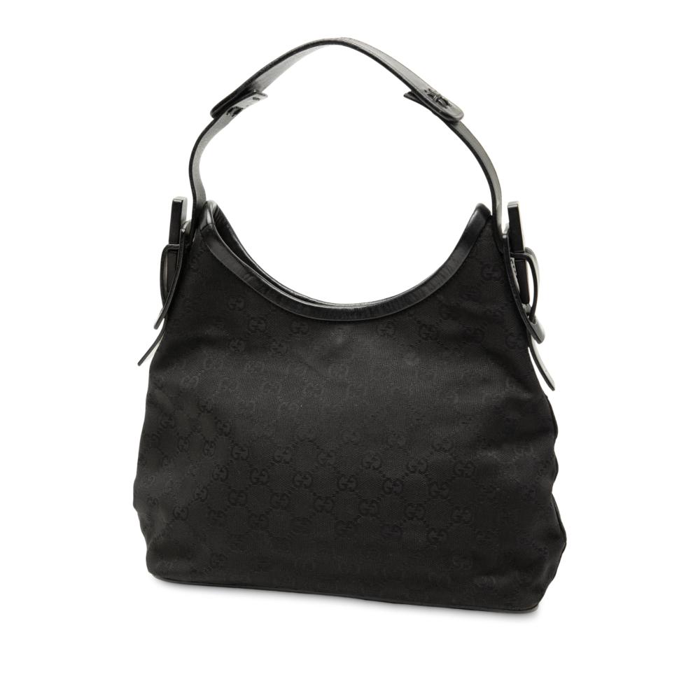 Gucci B Gucci Black Canvas Fabric GG Shoulder Bag Italy