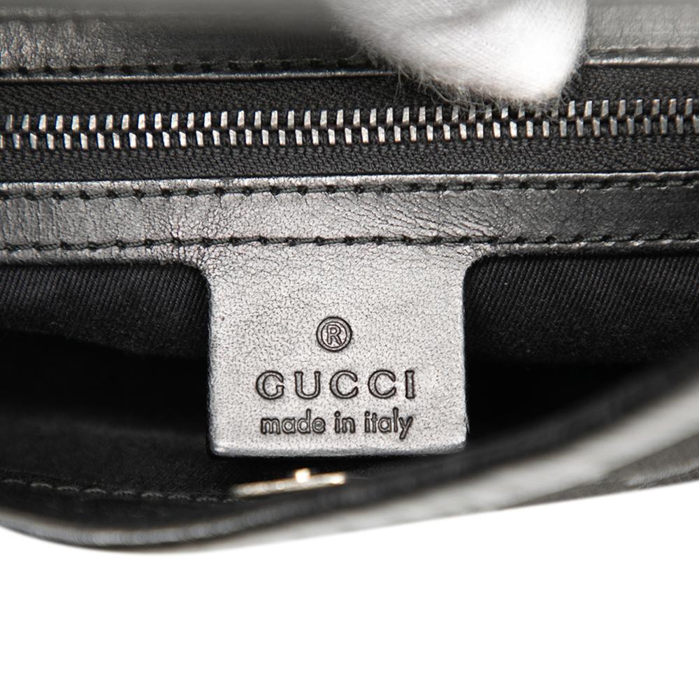 Gucci B Gucci Black Canvas Fabric GG Shoulder Bag Italy