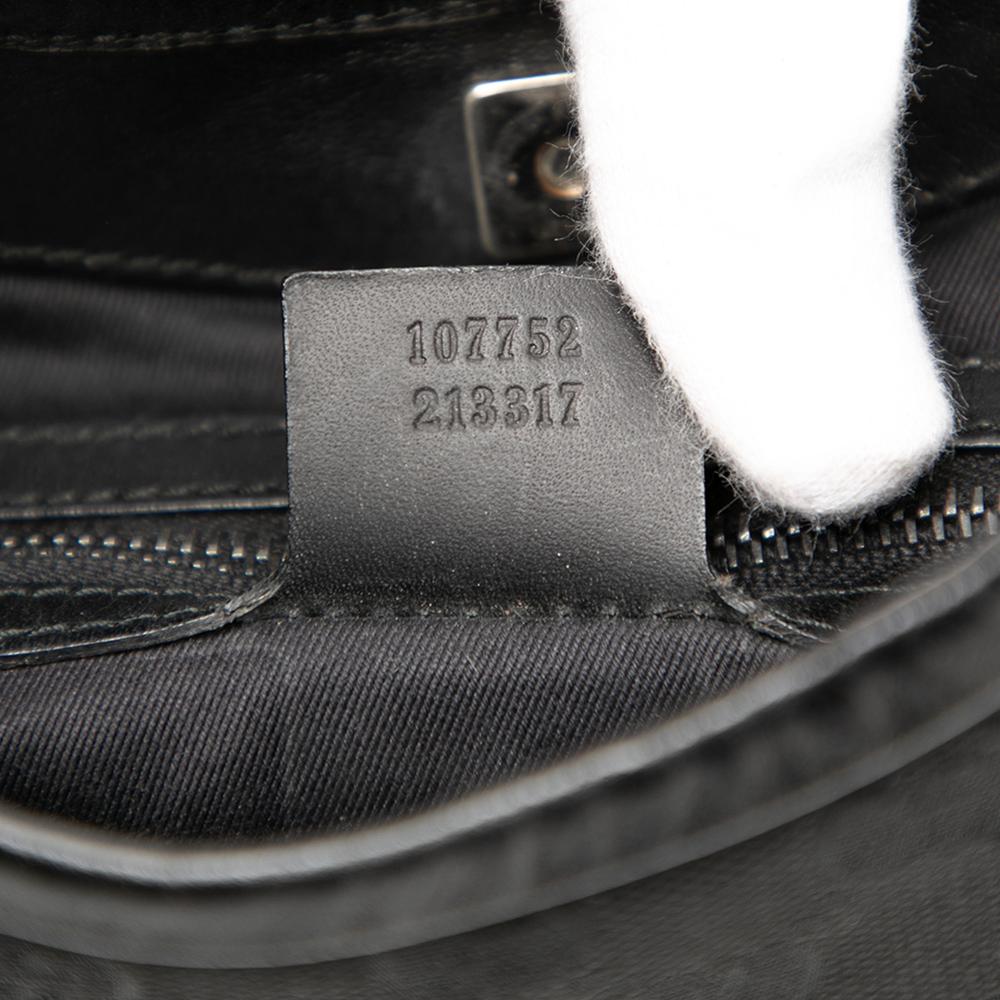 Gucci B Gucci Black Canvas Fabric GG Shoulder Bag Italy