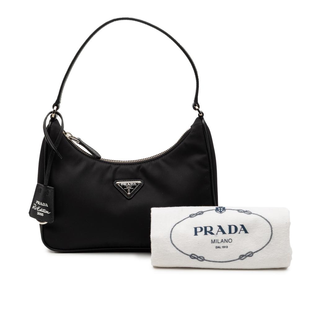 Prada B Prada Black Nylon Fabric Re Re Edition 2005 Shoulder Bag Italy