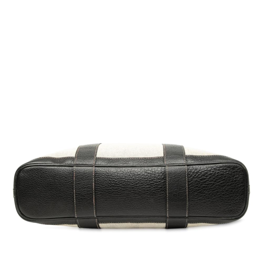 Hermès B Hermès Brown Beige with Black Canvas Fabric Toile and Buffalo Leather Garden File 37 France