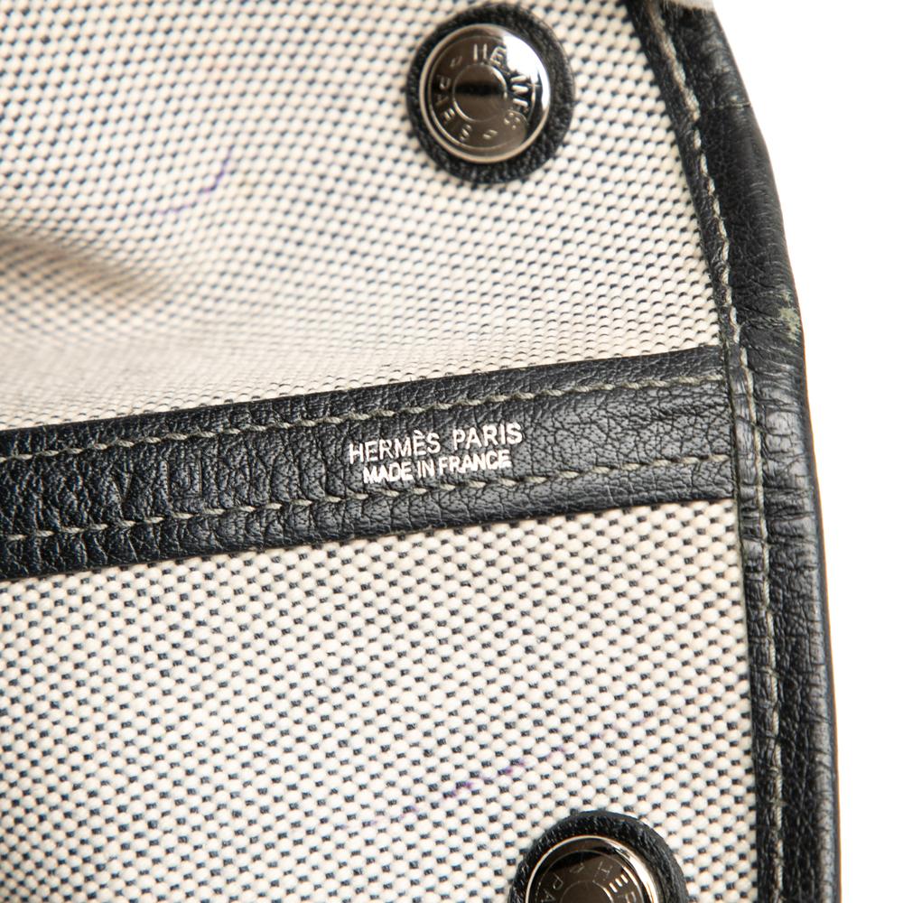 Hermès B Hermès Brown Beige with Black Canvas Fabric Toile and Buffalo Leather Garden File 37 France