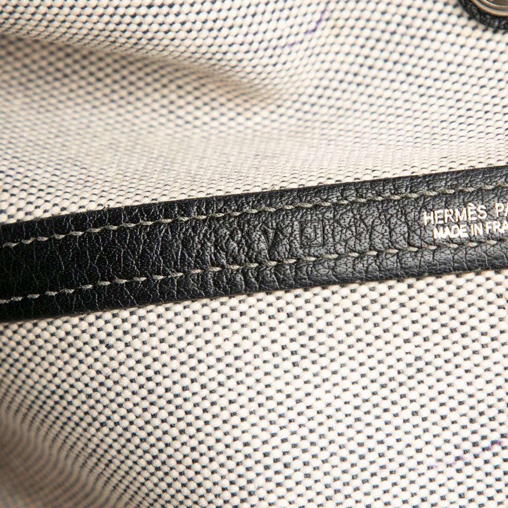 Hermès B Hermès Brown Beige with Black Canvas Fabric Toile and Buffalo Leather Garden File 37 France